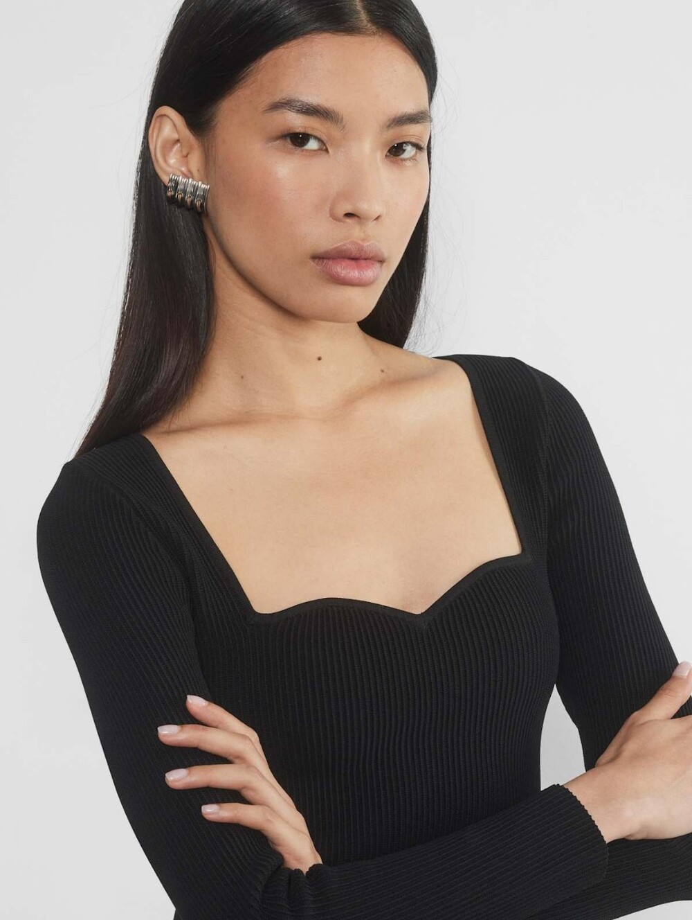 Aritzia Babaton Sculpt Knit Sweetheart Longsleeve 2XS